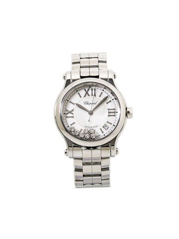 Chopard Pre-Owned - pre-owned Happy Sport 36mm - unisex - stainless steel/Diamond/Sapphire Glass - One Size - Silver