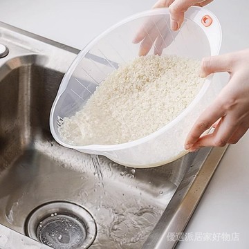 洗米神器 洗米器 淘米盆 細孔過濾勺 廚房家用 水果瀝水籃 日本進口洗米篩淘米盆 廚房洗菜盆塑料瀝水籃家用洗米盆 淘米器