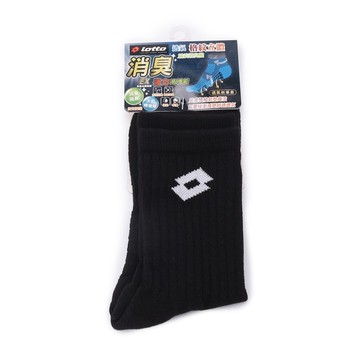 LOTTO 格紋立體消臭高筒襪 黑 LT5CMW7370