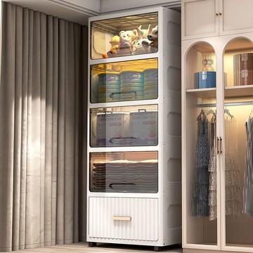 免運 附發票 落地收納箱 收納櫃 儲物櫃  加厚透明抽屜式收納柜多層塑料臥室床頭柜客廳零食廚房廁所儲物柜 快速出貨