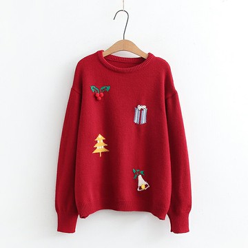 紅色圣誕毛衣外穿女冬季新款減齡小眾氛圍感穿搭寬松休閑針織衫女