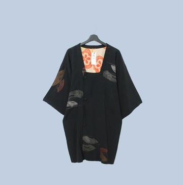 Back to Green-日本帶回羽織 扇形倒影KI-07 /vintage kimono