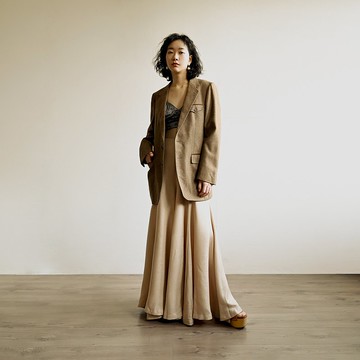 【NaSuBi Vintage】花呢毛料單襟古著西裝外套