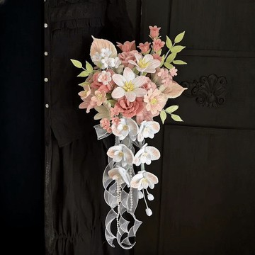 臺灣/🌸手工 DIY 手作 永生花 扭扭棒扭扭新娘瀑布手捧花diy領證手工材料自制閨蜜朋友新婚花束禮物