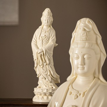 佛像 宗教擺件 家居擺件德化陶瓷南海觀音菩薩佛像家用供奉普陀山同款南海觀世音站像擺件