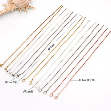 HC--【 10pcs/包】 耳飾簡約時尚銅鍍保色盒子鏈耳線 手工耳環流蘇鏈條飾品配件