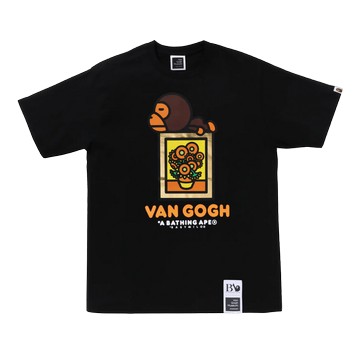 A BATHING APE X VAN GOGH MUSEUM BABY MILO TEE MENS BLACK