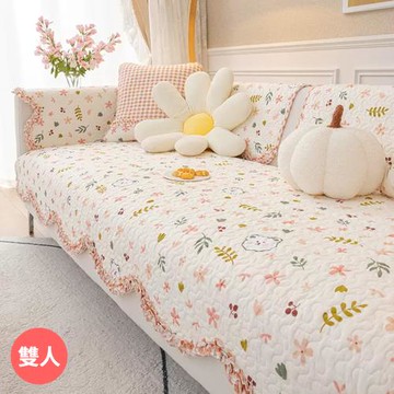 【BonBon naturel】100%純棉小清新波浪木耳邊防滑沙發墊-雙人坐墊70*150CM(多色任選)