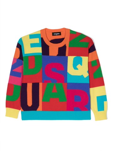 Dsquared2 Kids - logo-print wool jumper - kids - Wool - 10 yrs - Blue