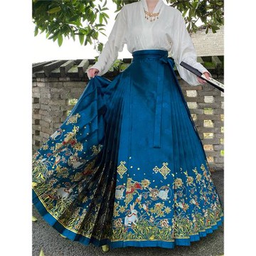 七巧坊 槐序引 原創明制漢服女織金妝花馬面裙梯形百褶六米春秋款