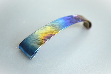 Titanium barrette・純鈦髮夾・藍綠色 A・67mm
