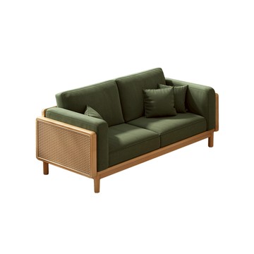 【HappyLife】實木藤編雙人沙發138cm Y12275原木