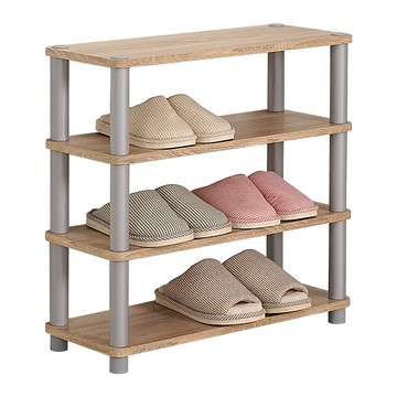 Homelike 喜家居極簡風四層開放式鞋架(原木色)(2143)