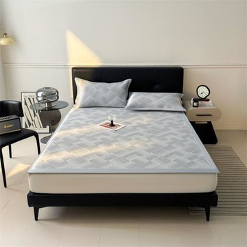 2025年A類PE三明治提花冰絲涼席床笠款直銷 夏季床上用品涼席批發