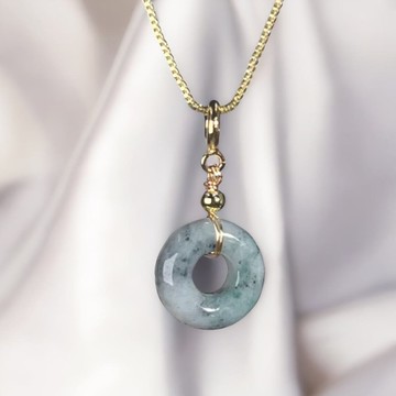 【願‧平安】飄烏雞平安扣項鍊14K包金 | 天然緬甸A貨翡翠 | 送禮