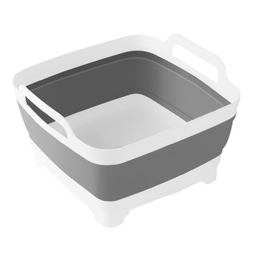 AHOYE 超大容量可折疊廚房水槽瀝水籃/洗菜籃/置物籃/水桶/收納籃  31.5 x 30.5 x 20cm  灰色/白色  1個