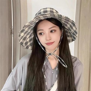 趙露思同款漁夫帽子女2024新款大檐遮陽帽夏季海邊出游防曬太陽帽