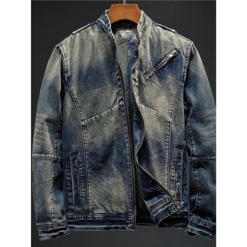 秋冬季立領修身拉鏈款牛仔外套