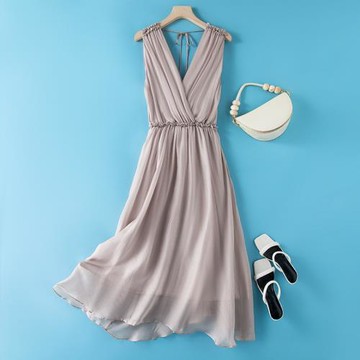 女裝真絲連衣裙OL名媛氣質桑蠶絲連身裙一件代發28025