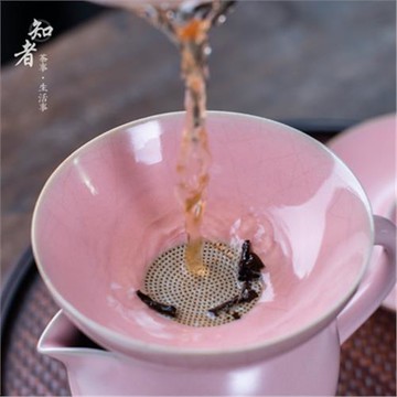 櫻粉天青汝窯開片可養茶濾(花瓣款)