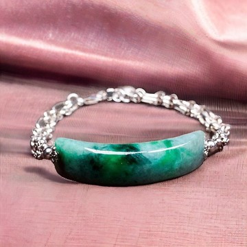 【願‧無事】飄綠花無事牌手鍊925純銀 | 天然緬甸A貨翡翠 | 送禮
