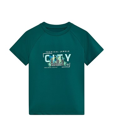 熱帶叢林藍綠色短袖快乾上衣110cm