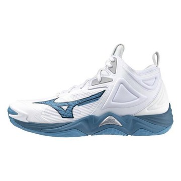 Mizuno Wave Momentum 3 Mid 男 排球鞋 運動 訓練 中筒 緩震 白藍 [V1GA231721]
