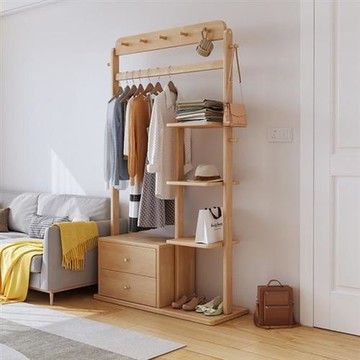 【HappyLife】實木衣帽架儲物櫃80公分 Y11051