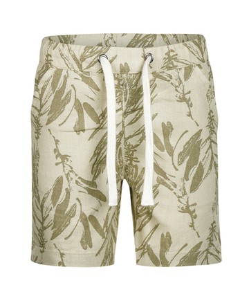 棕梠葉印花米色亞麻短褲86cm