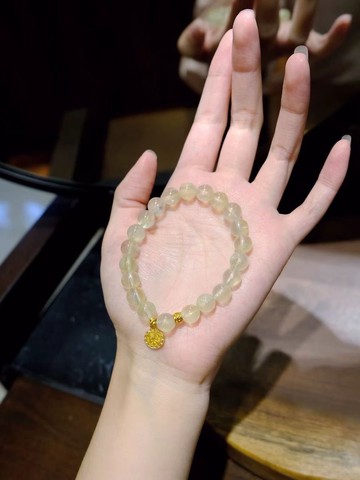 青檸  天然葡萄石手鏈8mm搭配扎基拉姆點綴 小眾輕奢氣質高級感