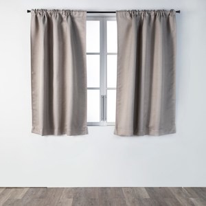 伊登三明治遮光幾何緹花半腰窗簾270x165cm 芒草棕