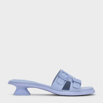 雙帶釦低跟拖鞋