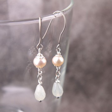 純銀珍珠耳勾耳環