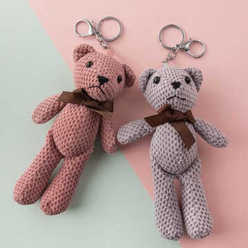 小熊公仔鑰匙扣掛件創意個性汽車可愛男士女款情侶鏈圈環包包掛飾