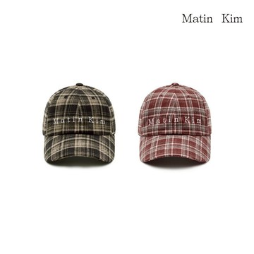【MATIN KIM】MATIN格紋LOGO刺繡棒球帽 兩色 官方直營