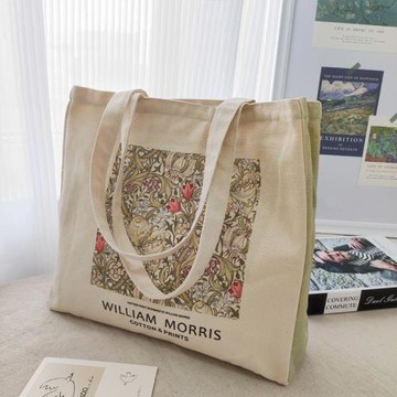 威廉莫里斯文藝帆布包女大容量托特包高級感學生上課單肩通勤包