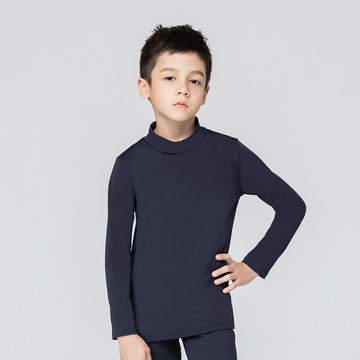 第5代溫灸刷毛立領發熱衣(湛海藍 童100-150)