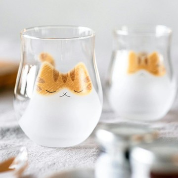 【新品】日本ADERIA 手作噴砂貓咪玻璃杯340ml-共3款