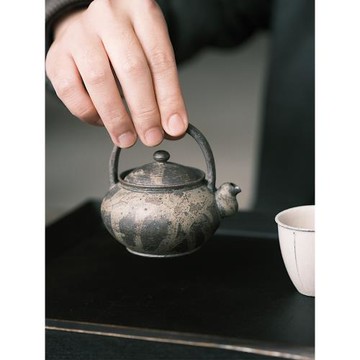 不亦室 盧陽提梁泡茶壺 草木灰釉茶道具茶室器皿 孤品