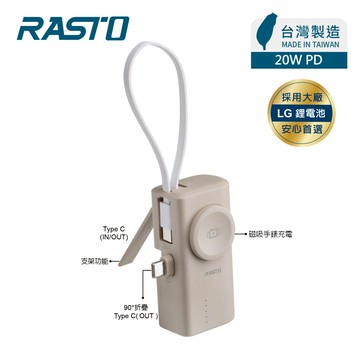 【廠商直送】RASTO四合一口袋充-CtoC-5000mAh-RB66