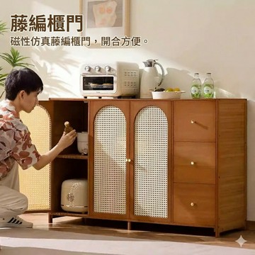 台灣現貨 餐邊櫃 多層收納 帶抽 廚房置物櫃 落地多層收納碗櫃 多功能微波爐櫥櫃 餐邊儲物櫃子 展示櫃