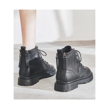 低幫馬丁靴女2025年秋款真皮顯腳小靴子冬季加絨英倫風小個子短靴
