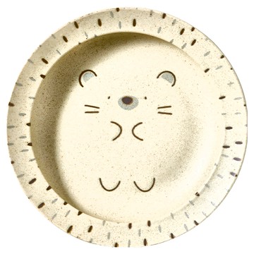 Minoya 美濃燒 默默刺蝟深盤 日本陶瓷餐盤  默默刺蝟 米色 + 黑色  直徑22.5 x 5cm  1個