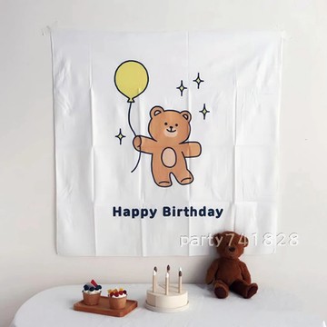 生日 背景布 90*90cm【台灣現貨】A033 生日派對 生日宴 蛋糕 生日布景 派對佈置 生日背景 生日裝飾 桌巾