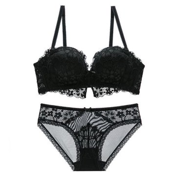 加厚杯無鋼圈聚攏內衣半杯文胸套裝聚攏收副乳上托紅色胸罩夏季新