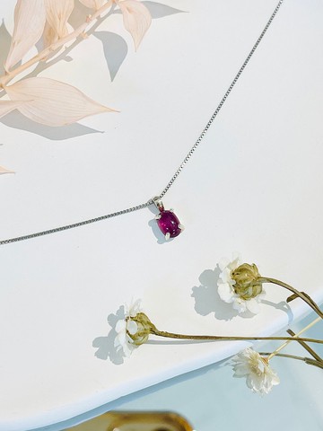 七月誕生紅寶石簡約7mmx4mm鎖骨項鍊永恆愛情代表人際關係氣場自