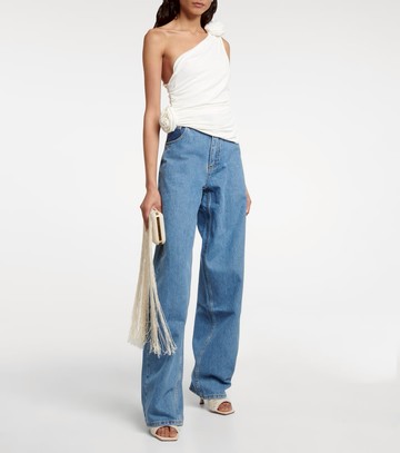 Magda Butrym Floral appliquéd one-shoulder top