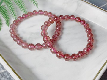 MH天然石手珠_俄羅斯草莓晶