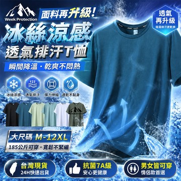 【現貨隔日達】M-12XL大尺碼涼感冰絲短袖 男生速乾短袖上衣 透氣短袖 彈力短袖 吸濕排汗衫 冰絲衣 速乾衣 運動T恤