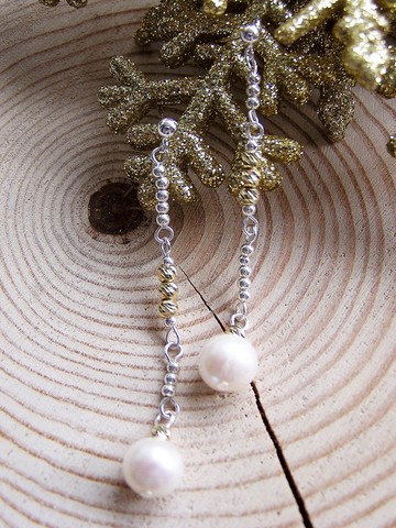 925純銀配淡水珍珠耳環 自家設計及手工製